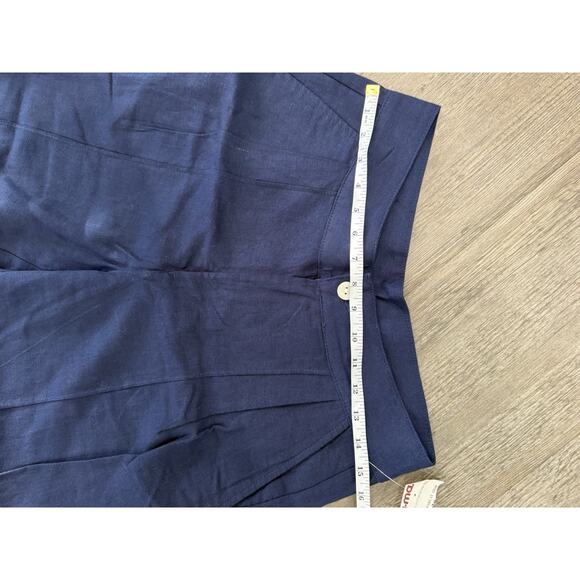 Christian Siriano Linen Blend Wide Leg Trouser Pants Size 6 Navy Blue NWT - Picture 4 of 9